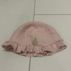 Janie and jack Pink Ruffled Kids Hat 0/3m pear embroidered